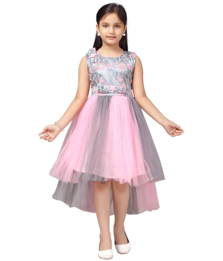     			Aarika Pink Net Girls Fit And Flare Dress ( Pack of 1 )