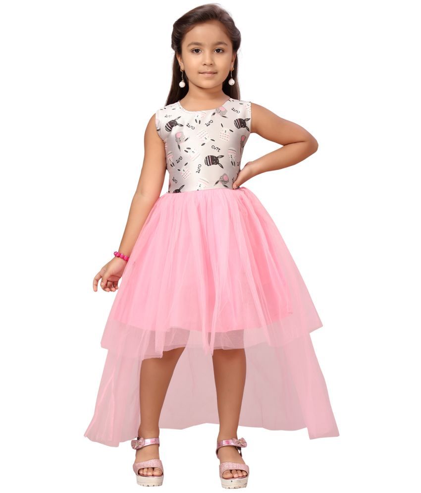     			Aarika Nylon Fit And Flare Dress For Girls ( Pack of 1 , Pink )