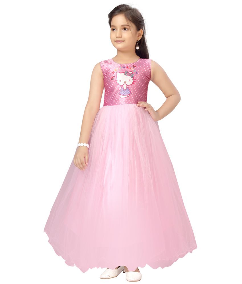     			Aarika Pink Nylon Girls Fit And Flare Dress ( Pack of 1 )