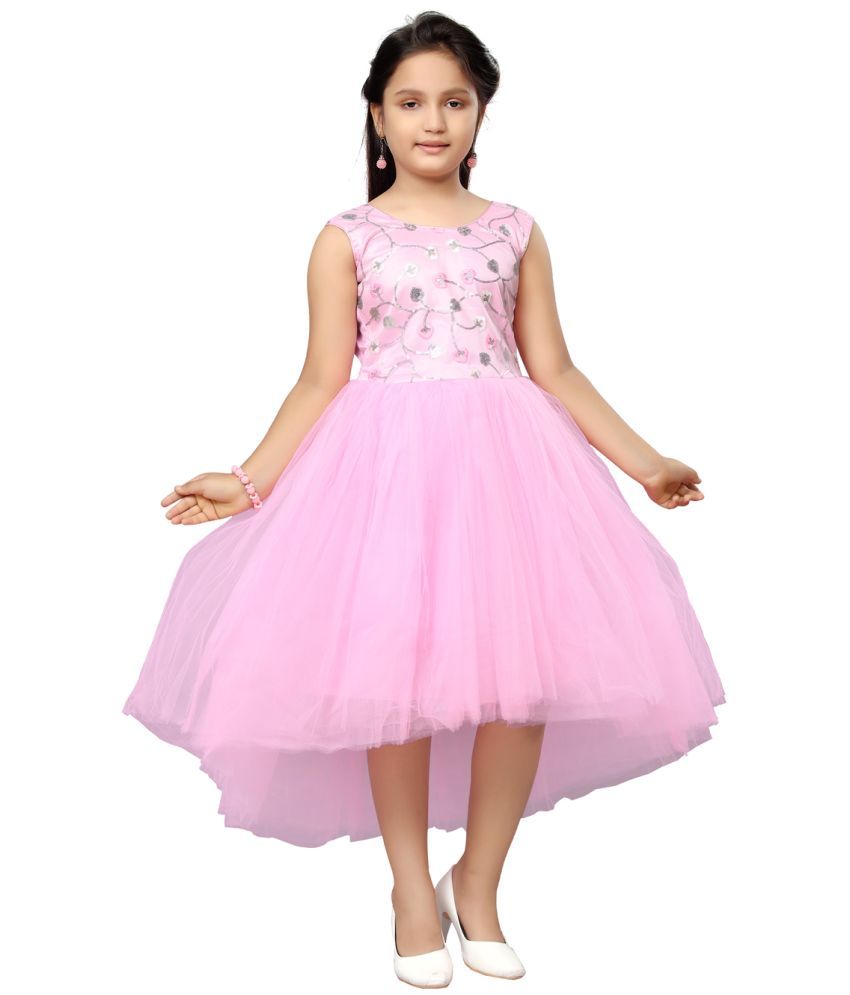     			Aarika Pink Nylon Girls Fit And Flare Dress ( Pack of 1 )