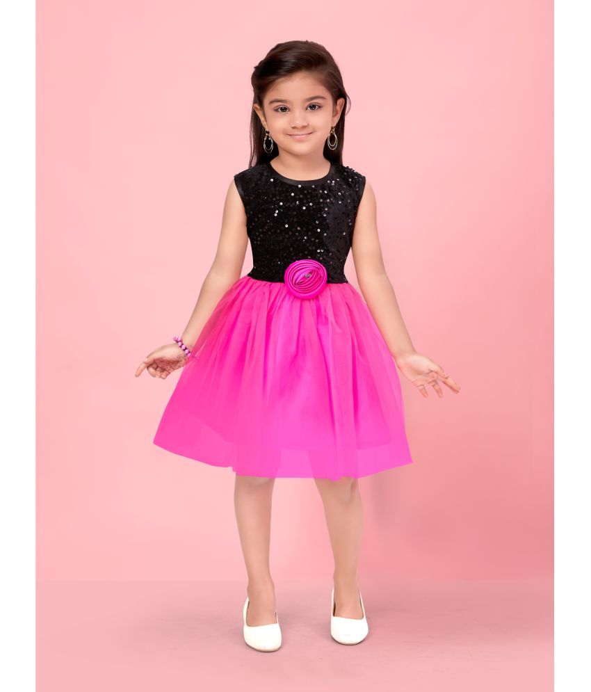     			Aarika Pink Velvet Girls Fit And Flare Dress ( Pack of 1 )