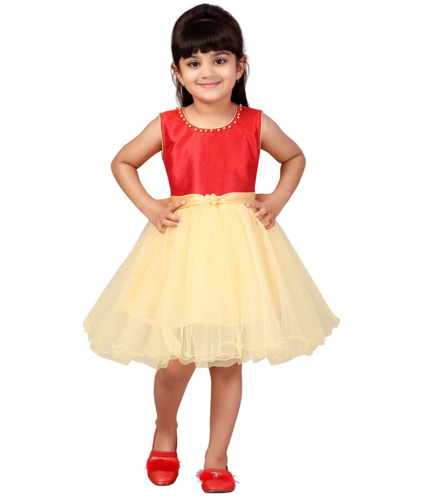     			Aarika Net Fit And Flare Dress For Girls ( Pack of 1 , Red )