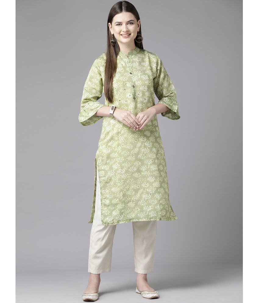     			Aarika Silk Printed Straight Women's Kurti - Green ( Pack of 1 )