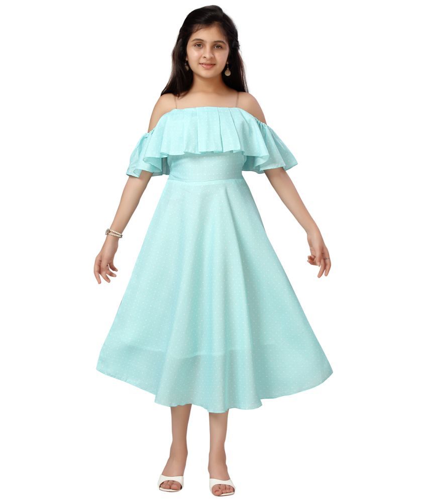     			Aarika Turquoise Cotton Blend Girls A-line Dress ( Pack of 1 )