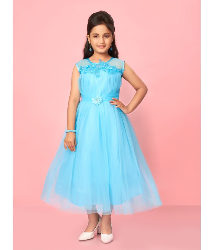     			Aarika Turquoise Net Girls Fit And Flare Dress ( Pack of 1 )