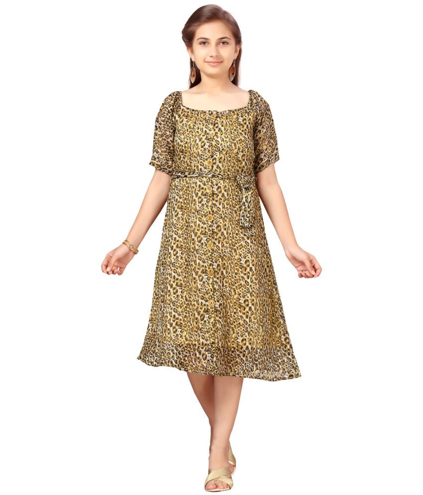     			Aarika Yellow Cotton Girls A-line Dress ( Pack of 1 )