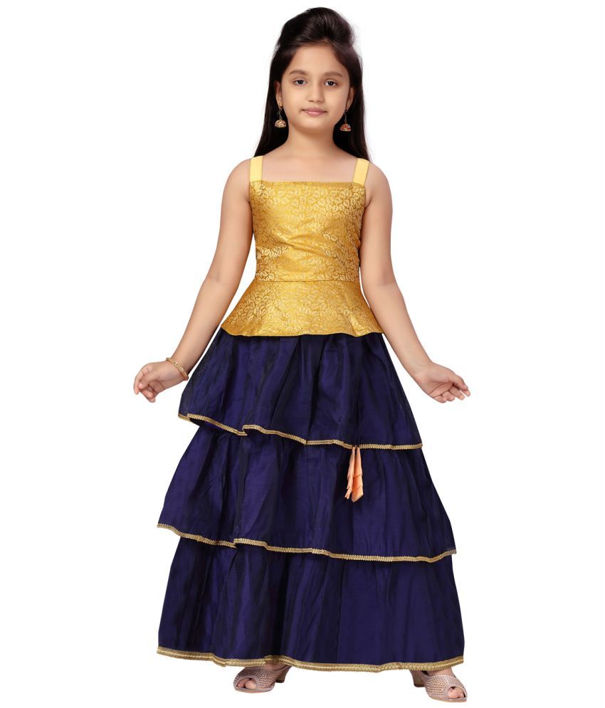     			Aarika Yellow Silk Girls Lehenga Choli Set ( Pack of 1 )