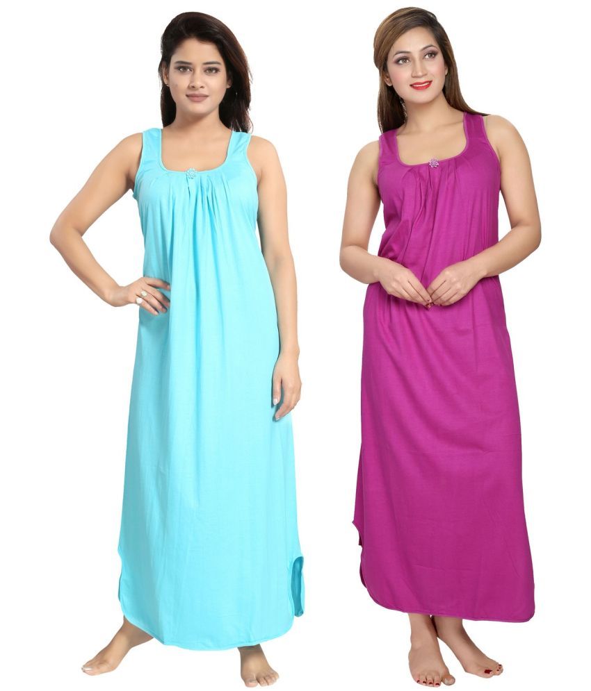     			Cinco Multicolor Cotton Blend Women's Nightwear Nighty & Night Gowns ( Pack of 2 )