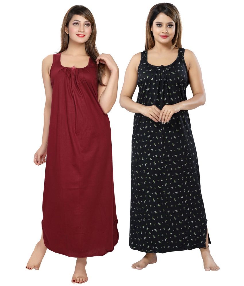     			Cinco Multicolor Cotton Blend Women's Nightwear Nighty & Night Gowns ( Pack of 2 )