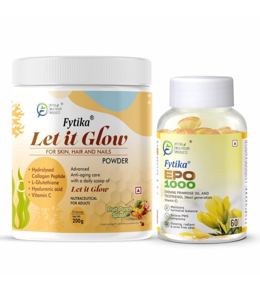     			Fytika Let it Glow Fruit Punch, Collagen Powder-200G + Fytika EPO 1000 Evening Primrose Oil-60 Softgel