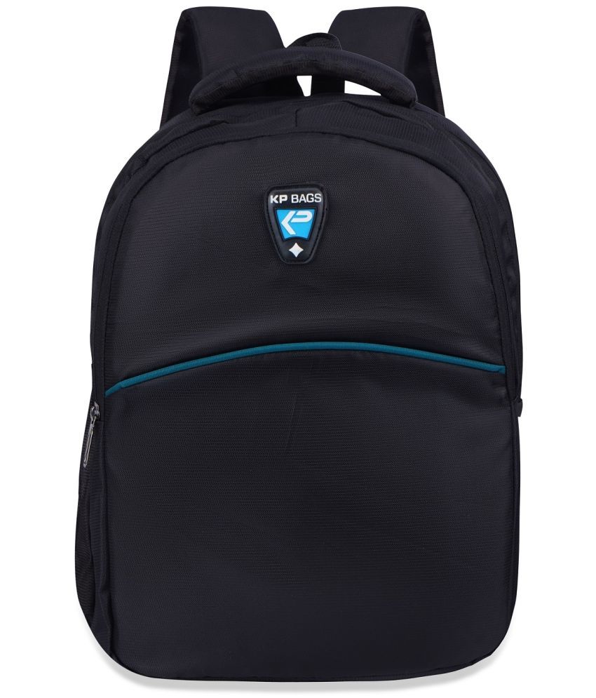     			KP Black Polyester Backpack ( 20 Ltrs )