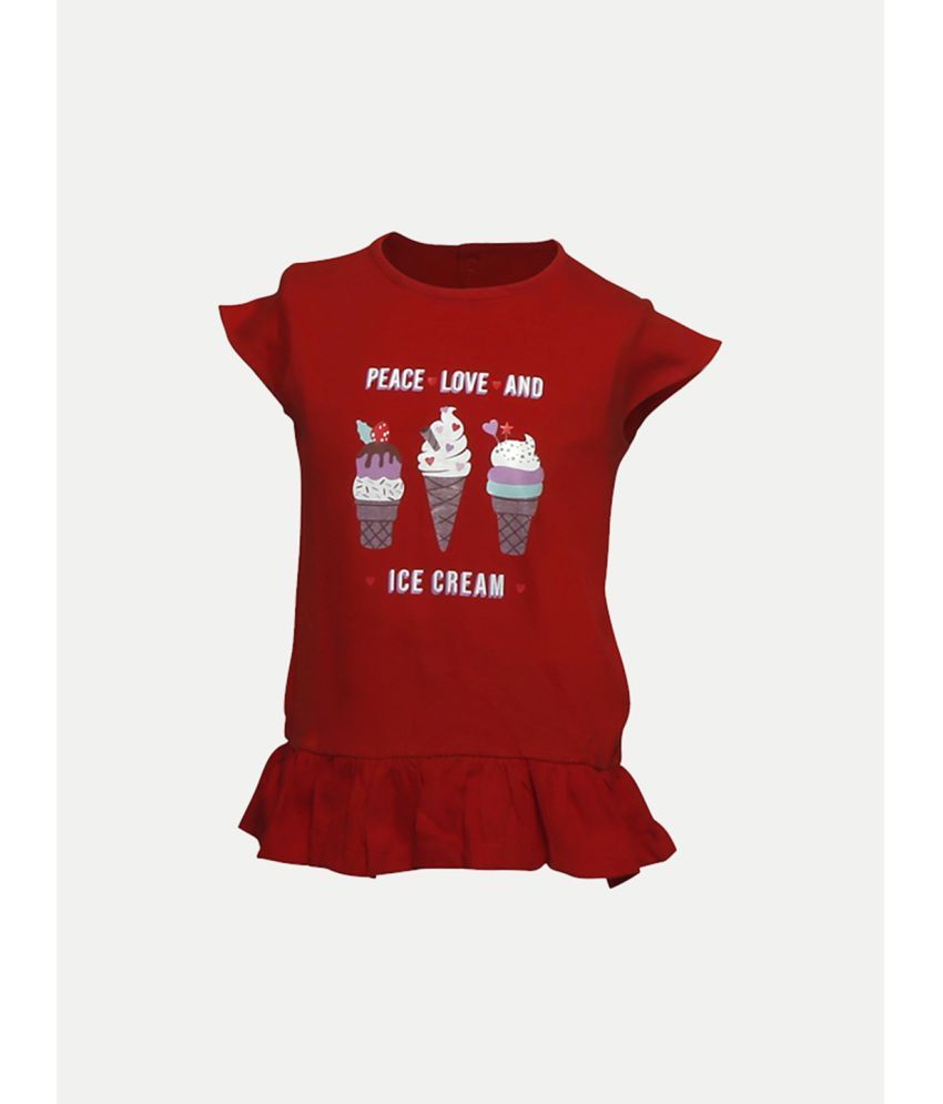     			Radprix Red Cotton Girls Top ( Pack of 1 )