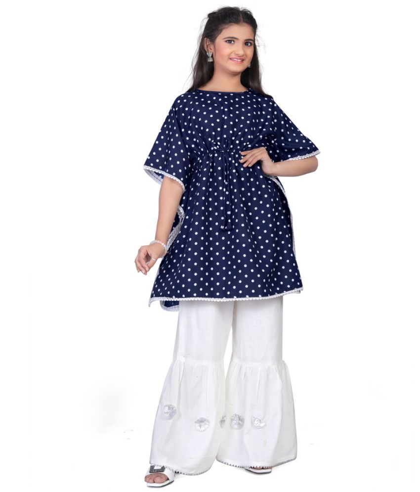     			SELVIFAB Blue Crepe Girls Kurta and Sharara Set ( Pack of 1 )