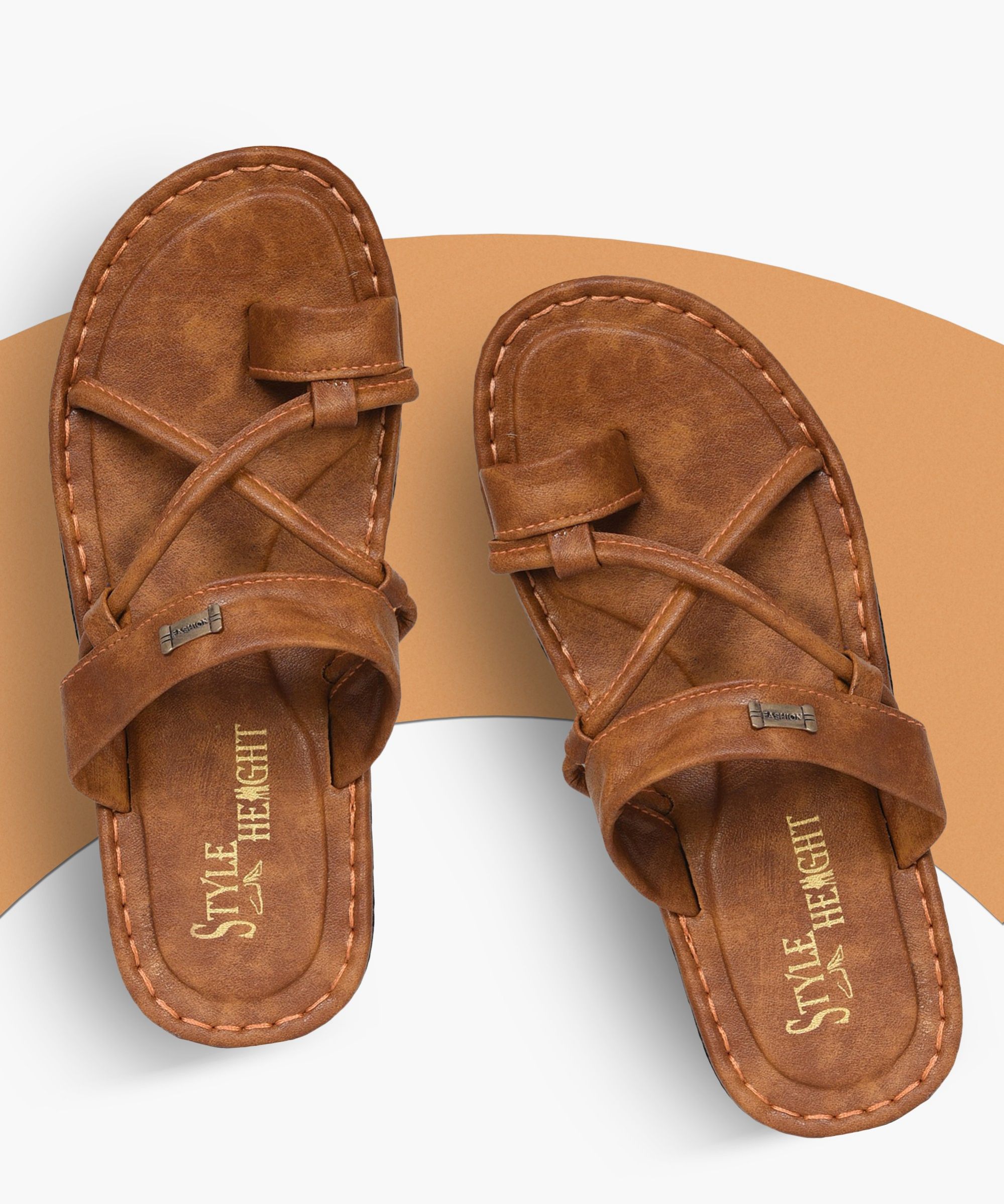     			STLYE HEIGHT Tan Men's Slide Flip Flop