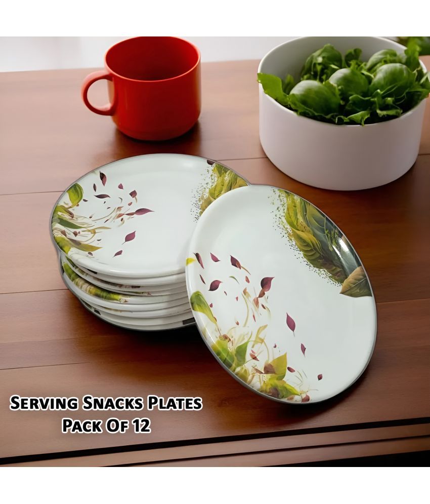     			kitchrox 12 Pcs Melamine Multi Color Quarter Plate