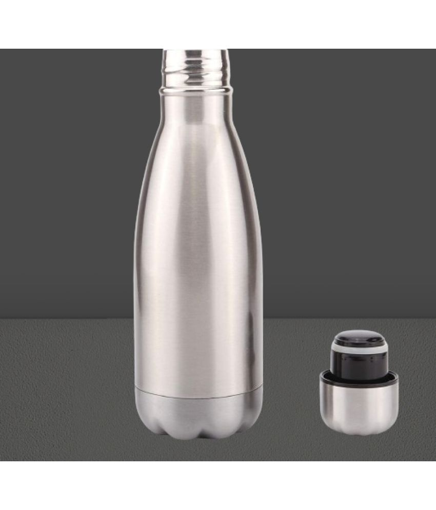     			ATLY MINI BOTTLE Silver Stainless Steel Water Bottle 500 mL ( Set of 1 )