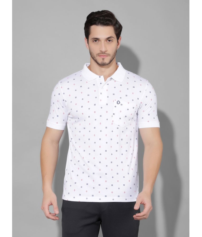     			Dollar Cotton Blend Regular Fit Printed Half Sleeves Men's Polo T Shirt - White ( Pack of 1 )