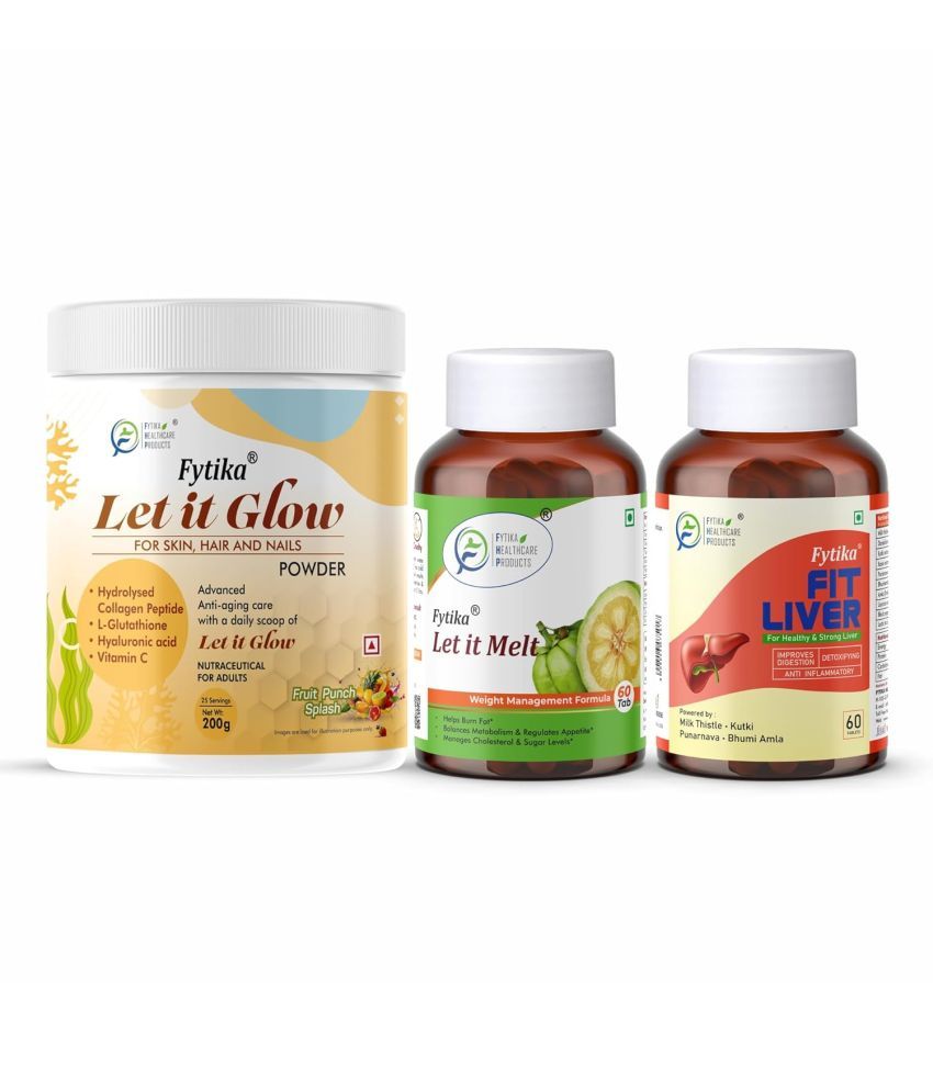     			Fytika Let it Glow Fruit Punch, Collagen Powder-200G + Fytika Let it melt with Garcinia Cambogia, Green coffee-60 Tabs + Fytika Fit Liver (Liver Detox Supplement)-60 Tabs