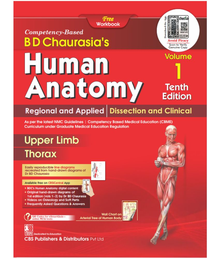     			BD Chaurasia’s Human Anatomy, with free Workbooks and BDC’s Human Anatomy e-books (Vol 1.) 10th Edition