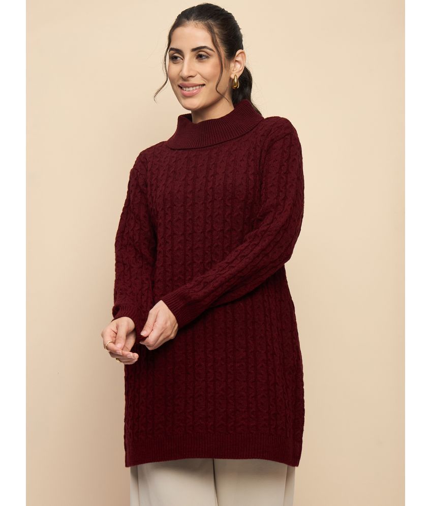     			Clapton Woollen High Neck Women's Cardigans Dress - Maroon ( )