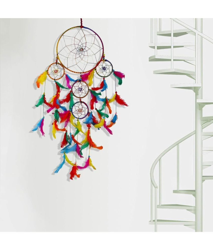     			DHRUVTAR Multicolor Feather Dream Catcher - Pack of 1 ( 55 X 15 cms )