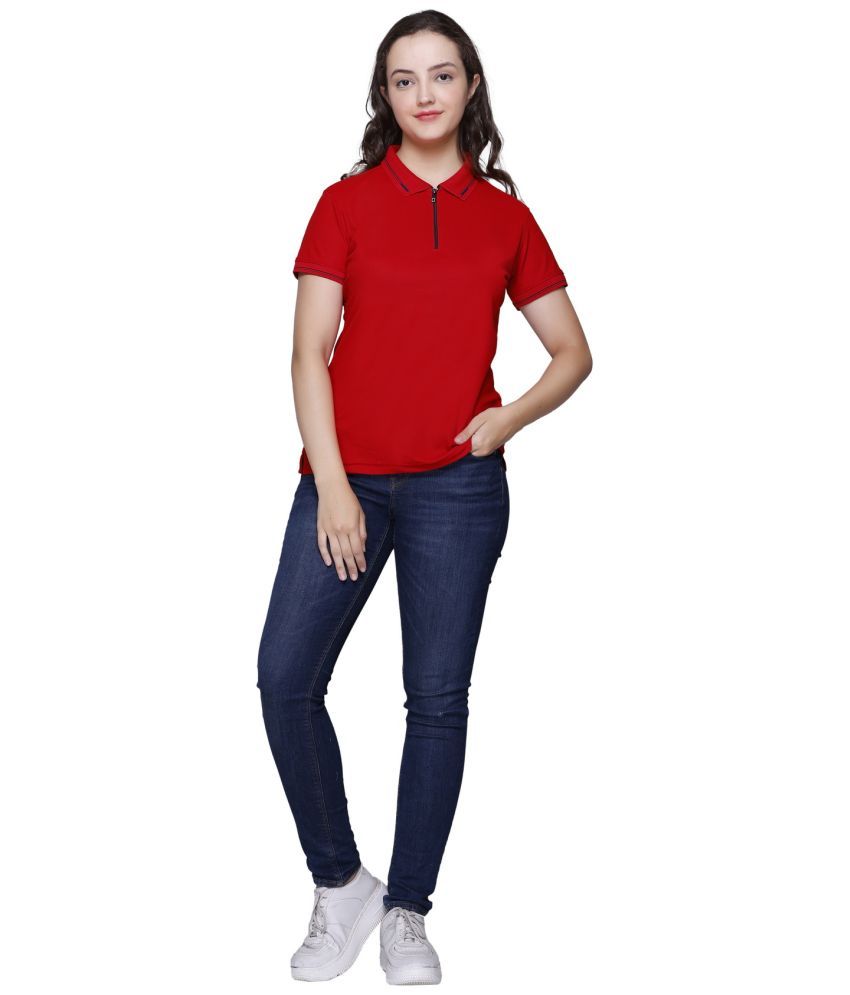     			Elpida Red Cotton Blend Regular Fit Women's T-Shirt ( Pack of 1 )