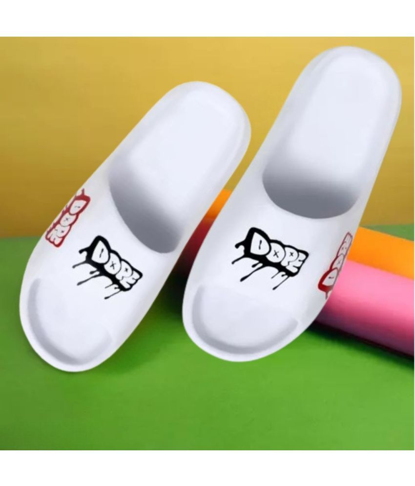     			Jootiyapa White Men's Slide Flip Flop