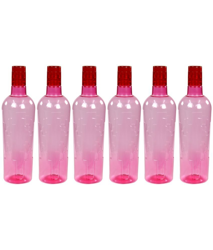     			PearlPet Red Plastic Water Bottle 1000 mL ( Set of 6 )