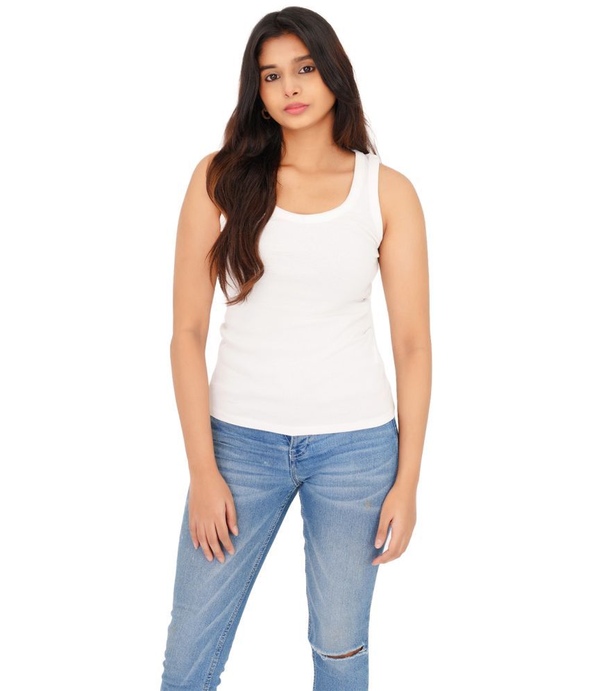     			Radprix Cotton Tanks - White Single