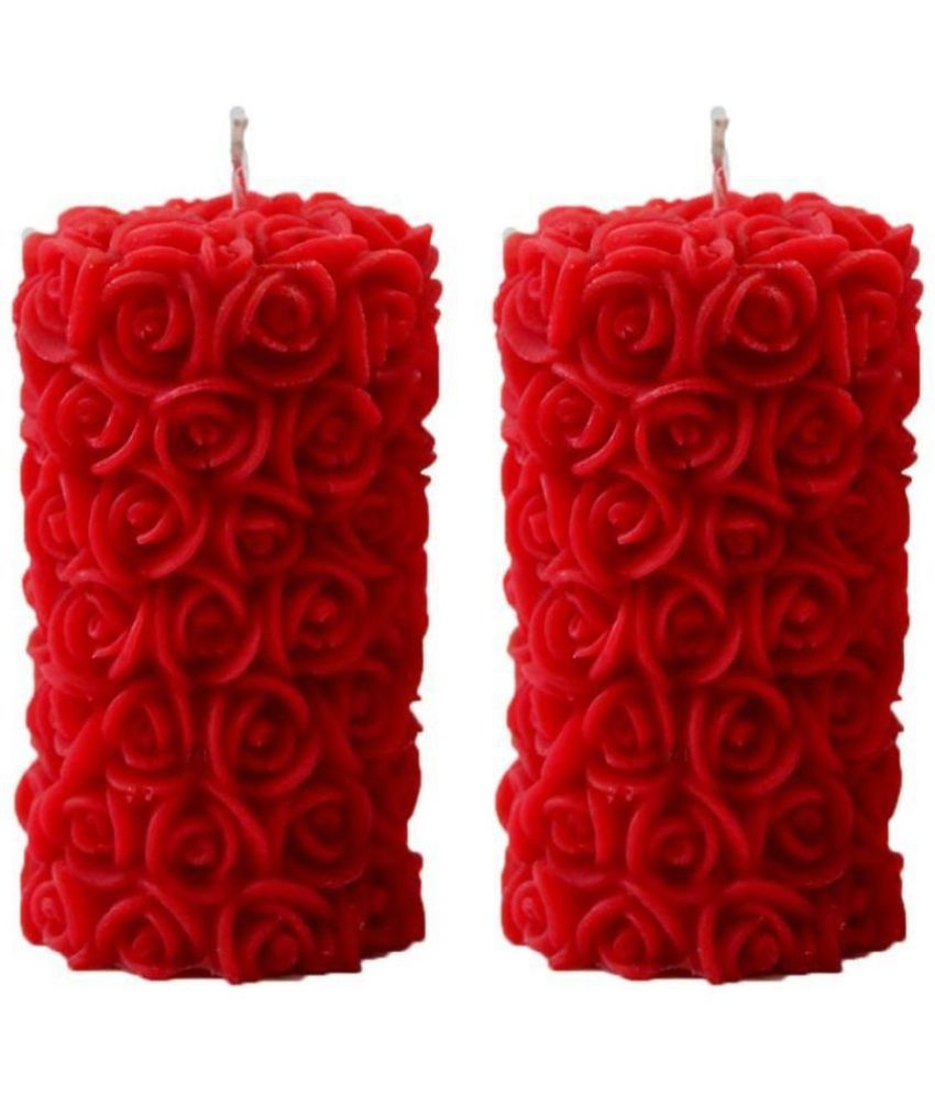     			Shraddha Creation Red Pillar Candle 11 cm ( Pack of 2 )