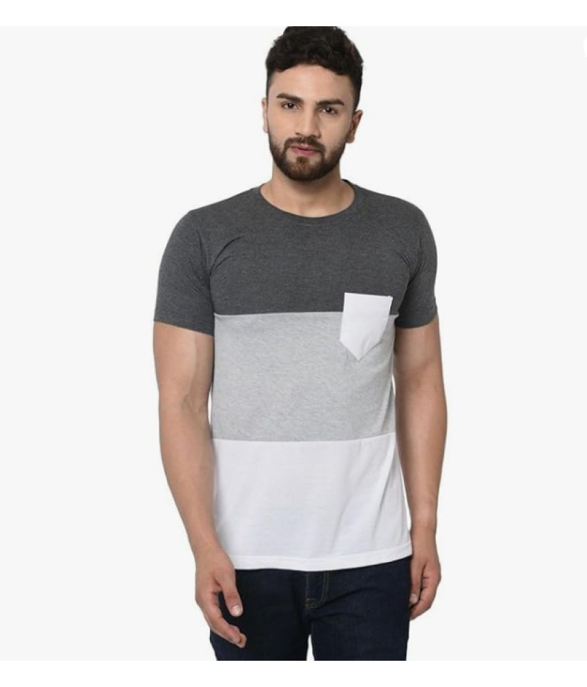     			The Mini NEEDLE Cotton Slim Fit Colorblock Half Sleeves Men's T-Shirt - White ( Pack of 1 )