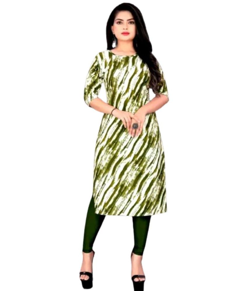     			VACHHARAJ GROUP Crepe Printed Straight Women's Kurti - Green ( Pack of 1 )