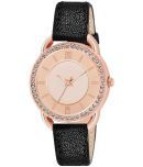 KIARVI GALLERY Black Leather Analog Womens Watch