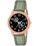 KIARVI GALLERY Green Leather Analog Womens Watch