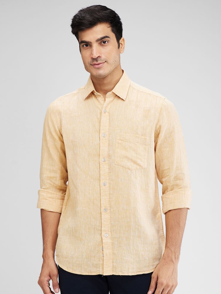     			Colorplus Linen Regular Fit Self Design Full Sleeves Men's Casual Shirt - Yellow ( Pack of 1 )