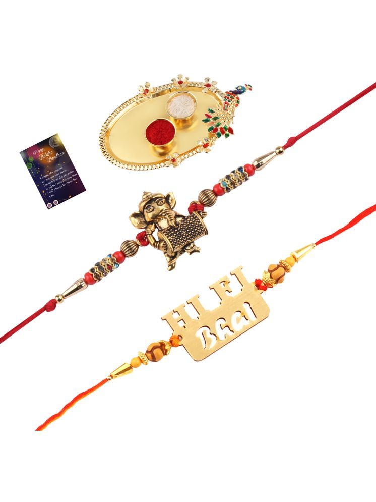     			Elegant Bhaiya Rakhi " HI-FI BHAI" Designer Pendent With Designer Look"BAL GANESH"Rakhi Combo For Bhaiya With Roli Chawal And Greeting Card 1 Kankawati Pooja Thali