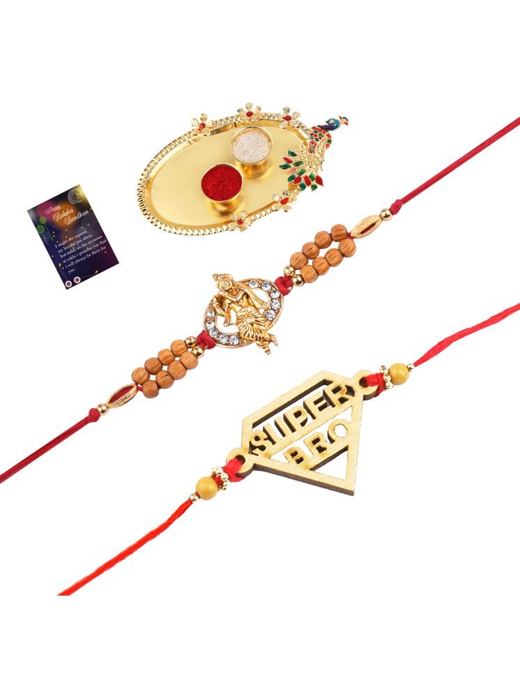     			Fashion Charm Bhaiya Rakhi " SUPER HERO" Designer Pendent With Designer Look"KRISHNA JI "Rakhi Combo For Bhaiya With Roli Chawal And Greeting Card 1 Kankawati Pooja Thali