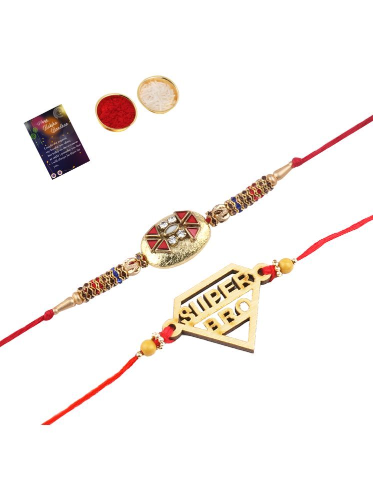     			Fashion Charm Bhaiya Rakhi " SUPER HERO" Designer Pendent With Designer Look Rakhi Combo For Bhaiya With Roli Chawal And Greeting Card