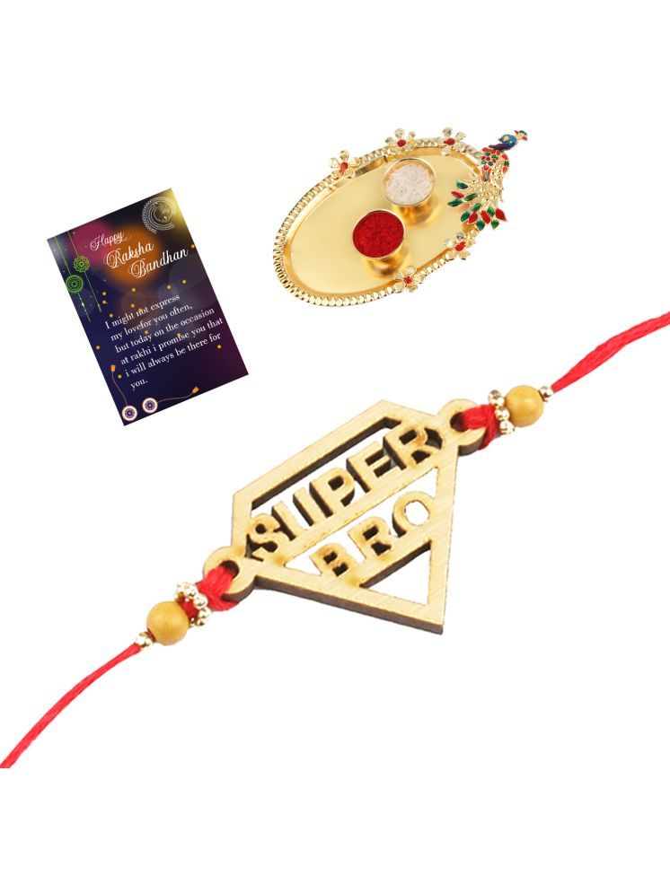     			Fashion Charm Bhaiya Rakhi " SUPER HERO" Designer Pendent For Bhaiya/Brother/Bhai With Roli Chawal And 1 Greeting Card 1 Kankawati Pooja Thali