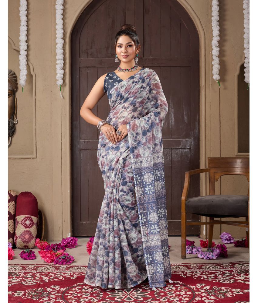     			Fashionfricks Art Silk Printed Saree With Blouse Piece - Multicolor ( Pack of 1 )