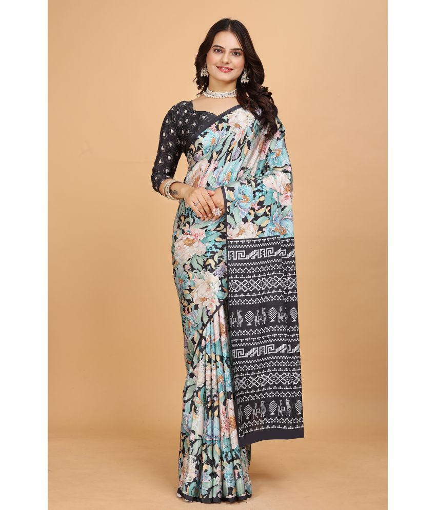     			Fashionfricks Crepe Printed Saree With Blouse Piece - Multicolor ( Pack of 1 )