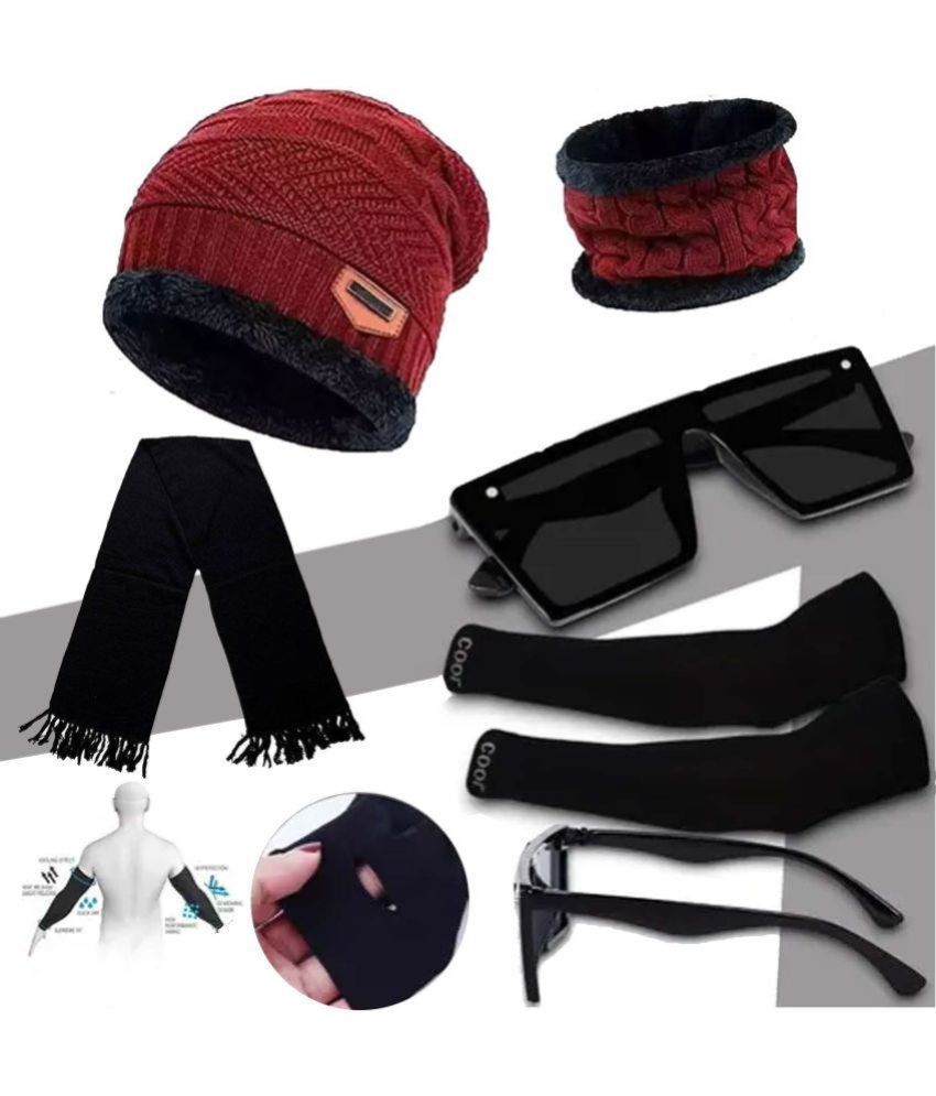     			Hills Boro Red Woollen Men's Cap ( Pack of 4 )