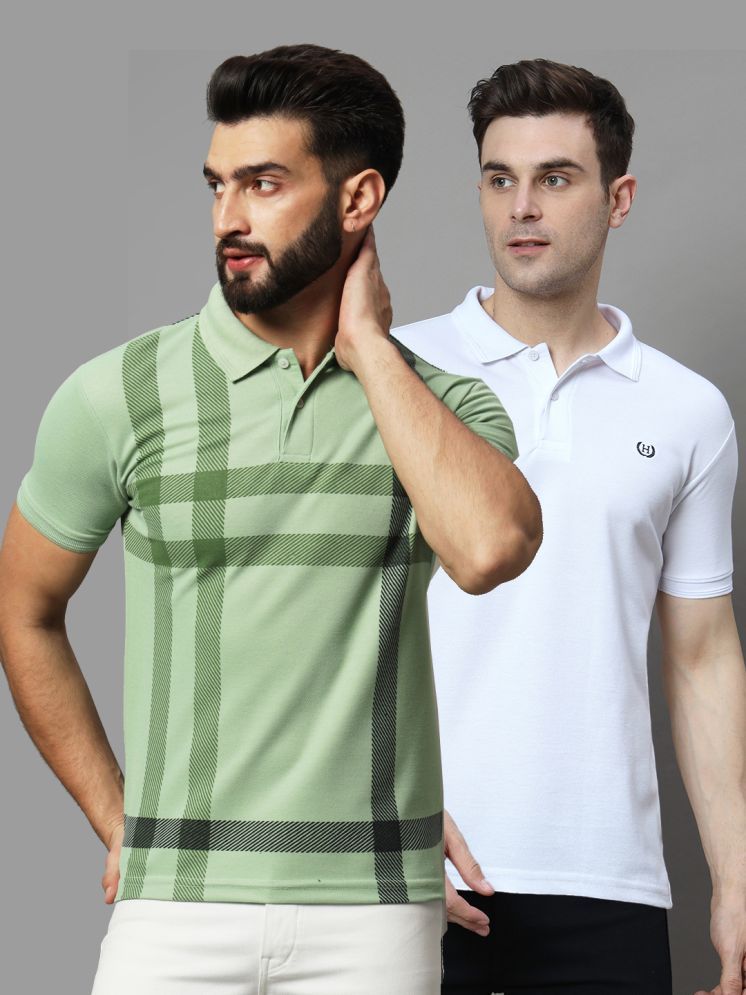     			Hushbucks Cotton Blend Regular Fit Solid Half Sleeves Men's Polo T Shirt - Sea Green ( Pack of 2 )