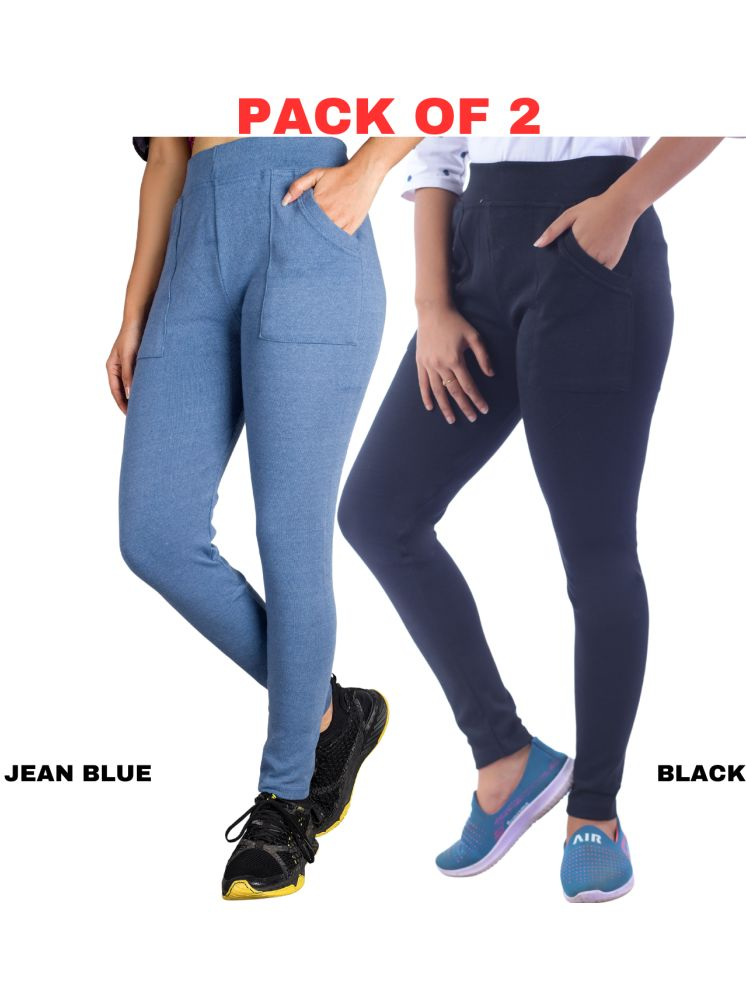     			KARARO JEGGINGS - Cotton Blend Skinny Fit DeepBlue Women's Jeggings ( Pack of 2 )