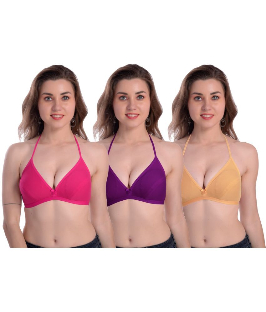     			Madam Gold,Pink,Purple Lace Non Padded Women's Everyday Bra ( Pack of 3 )