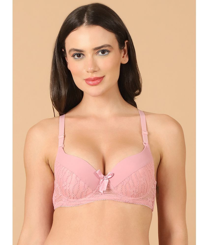     			PrettyCat Lace Lightly Padded Women's T-Shirt Bra ( Pink )