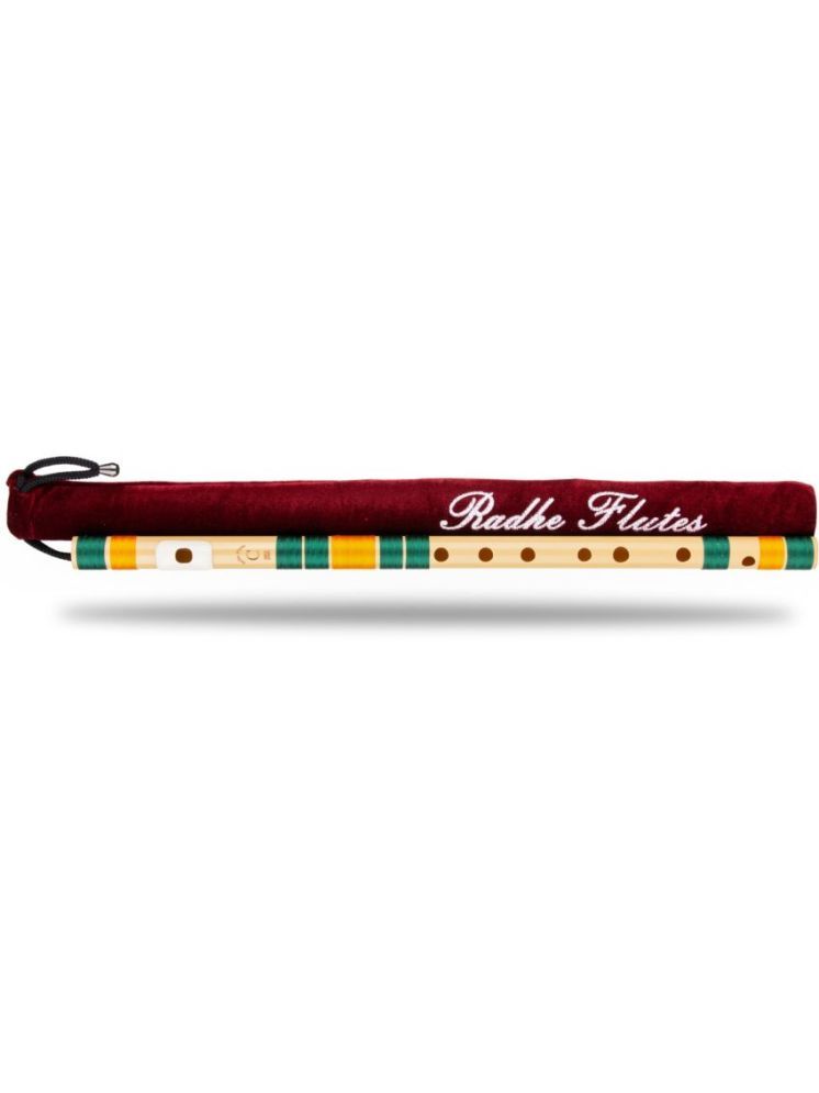     			Radhe Flutes Right Handed C Natural With Velvet Cover Tuned With Tanpura A=440Hz PVC Fiber Dark Green & Orange