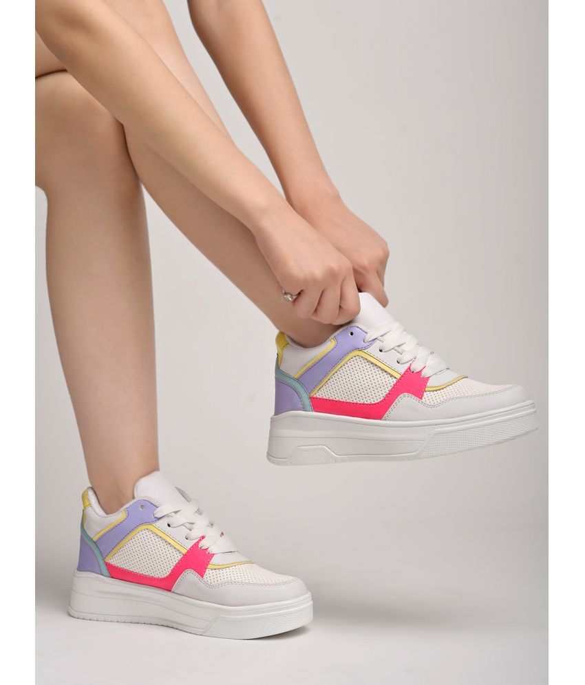     			Shoetopia White Women's Sneakers