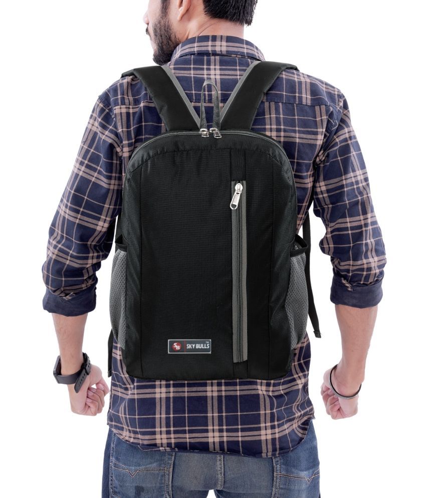     			Sky Bulls Black Fabric Backpack ( 30 Ltrs )