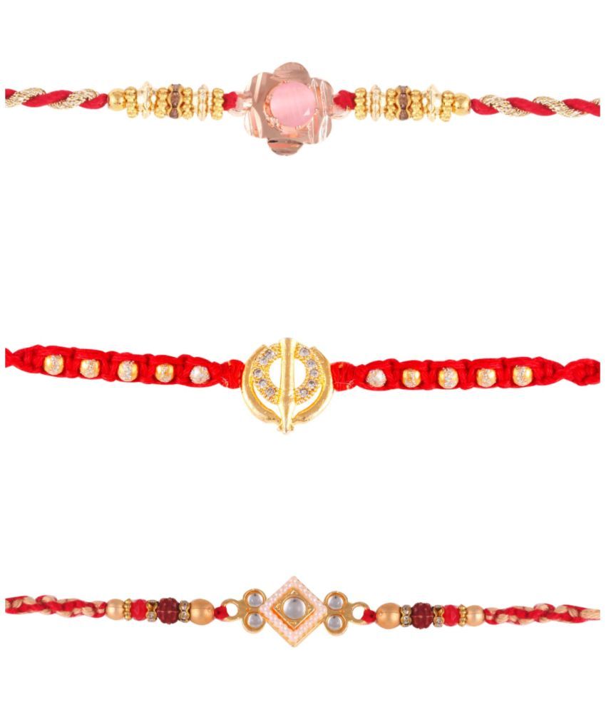     			Vighnaharta  Fancy Pearls khanda rakhi combo Gold and Rhodium Plated Alloy Kids Rakhi and Lovely Brother pack of 3[VFJ1198-1172-1188RKG]